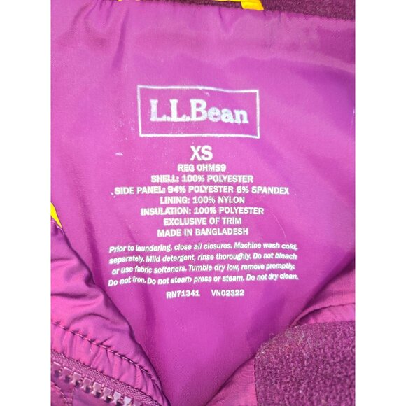 L.L. Bean XS Quilted Plum Vest 100% Polyester Shell & Insulation - Nylon Lining - Picture 4 of 7